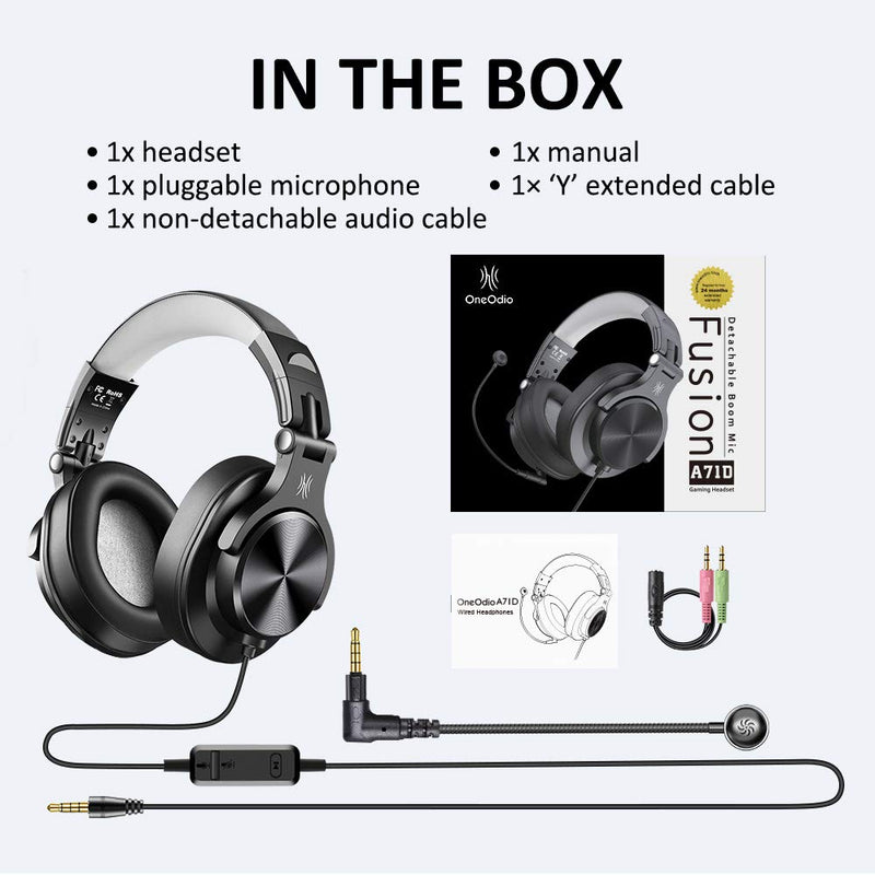  [AUSTRALIA] - OneOdio Computer Headsets with Microphone - PC Headphones with Boom Mic for Gaming Wired Over Ear Headset with in-Line Control Volume Mute for Mac Laptop Office Zoom Conference