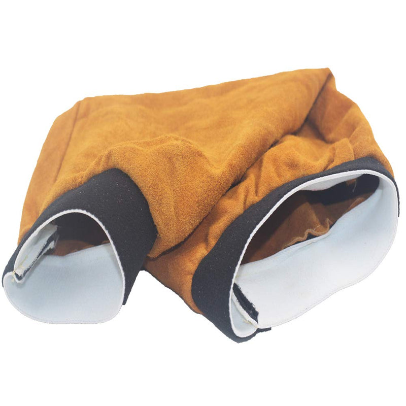  [AUSTRALIA] - Jewboer Leather Welding Sleeves Heat Flame Resistant Arm Protection for Welder 16.5" Long