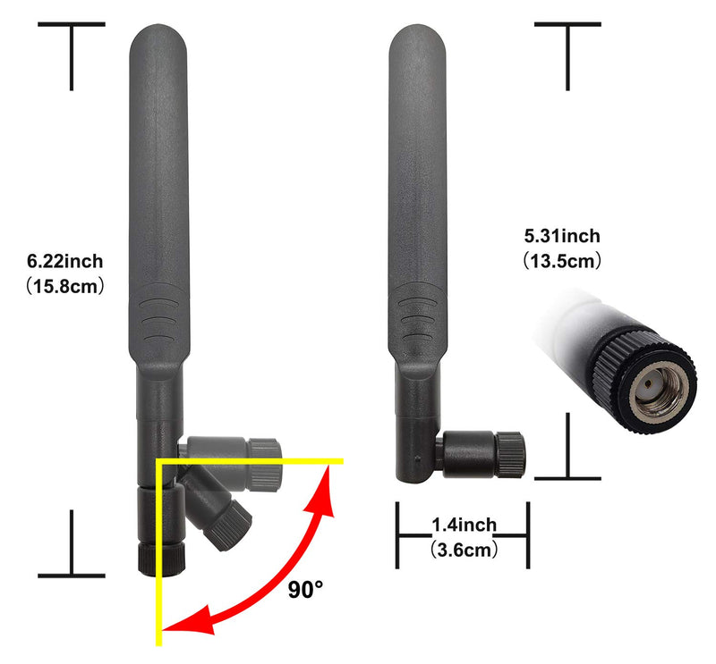 WiFi Antenna 8dBi Omni RP-SMA Male 2.4Ghz 5.8Ghz Dual Band + 20cm U.FL IPEX MHF4 to RP SMA Female Extension Cable for M.2 NGFF Card Notebook Drone 2 Pcs - LeoForward Australia