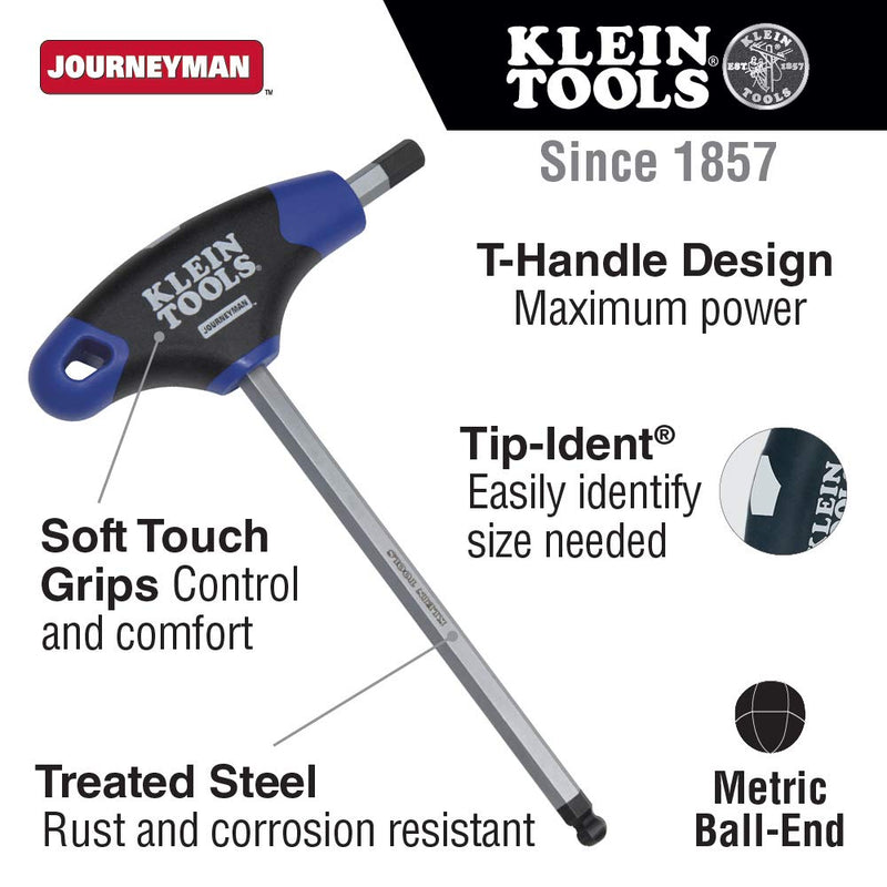  [AUSTRALIA] - 5 mm Ball Hex Journeyman T-Handle 6-Inch Klein Tools JTH6M5BE 5-mm Metric