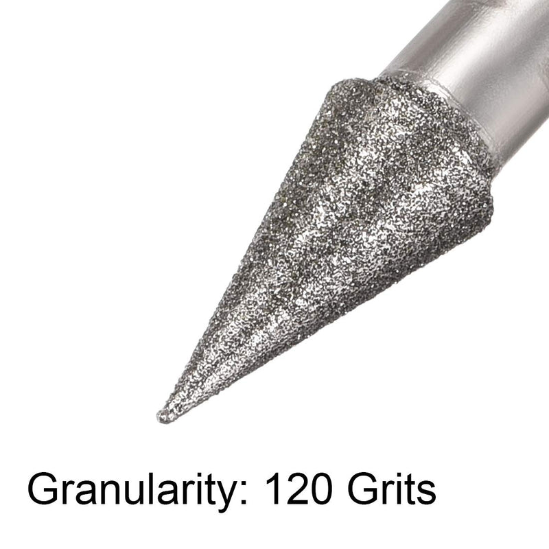 uxcell Diamond Burrs Bits Grinding Drill Carving Rotary Tool for Glass Stone Ceramic 120 Grit 1/4" Shank 8mm Conial 5 Pcs - LeoForward Australia