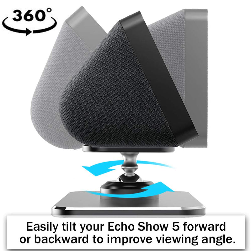  [AUSTRALIA] - ezbnb Echo Show 5 Stand, Aluminum 360 Degree Swivel Rotatable Holder for Echo Show 5 1st & 2nd, Easily Tilt Your SH0W 5 Forward or Backward to Improve Viewing Angle (1 Pack) 1