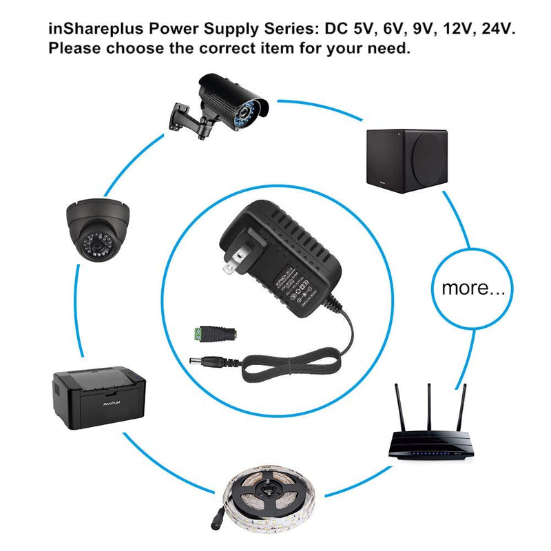  [AUSTRALIA] - inShareplus 12V Power Supply, 12 Voltage 2A 24W Switching Power Supply, Drive, Power Adapter, AC 110V to 12 Volt Power Supply for LED Strip Light with 5.5/2.1mm DC Female Barrel Connector 12V 2A