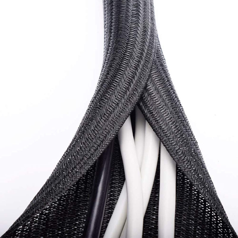  [AUSTRALIA] - ZhiYo Braided Cable Sleeve(20ft 1'') & Wire Loom Split Tubing(20ft 5/8”) Bundle