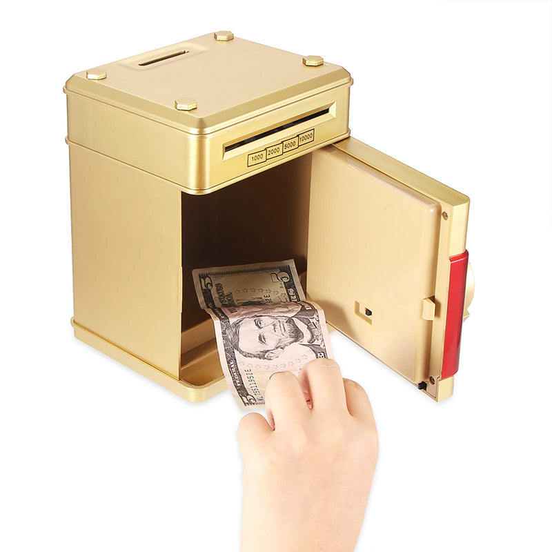 Sunsbell Piggy Bank, Coin Bank ATM Machine Christmas Money Bank Electronic ATM Password Cash, Small Safe Coin Saving Banks Cash Piggy Banks for Kids (Gold) - LeoForward Australia