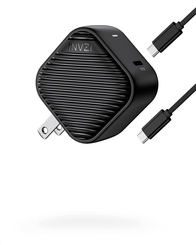  [AUSTRALIA] - INVZI USB C Charger 67W, GaN III PPS Mini Fast Foldable Power Adapter with USB-C Cable for MacBook Pro/Air M2/M1, Galaxy S22/S21, Dell XPS, HP, iPhone 13/Pro/Mini, iPad Pro, Steam Deck, Laptops