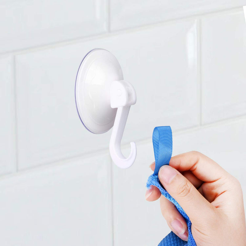 Suction Cup Hooks, Pack of 12 - Locking System - Extra Strong Vacuum Suction Power - Ideal Kitchen or Bathroom Hangers - for Towels, Bathrobes, Coats, Pans, Tools, etc. - No Drilling, Screws or Glue. 12 Count (Pack of 1) White - LeoForward Australia