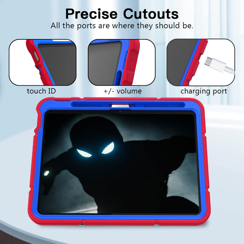  [AUSTRALIA] - Grifobes Kids Case for iPad 10th Generation Case, for 2022 10.9 inch iPad 10 th Generation Case with Kickstand, Heavy Duty Shockproof Rugged 10.9" 10 Gen Cover for Kids Boy Children Red+Blue