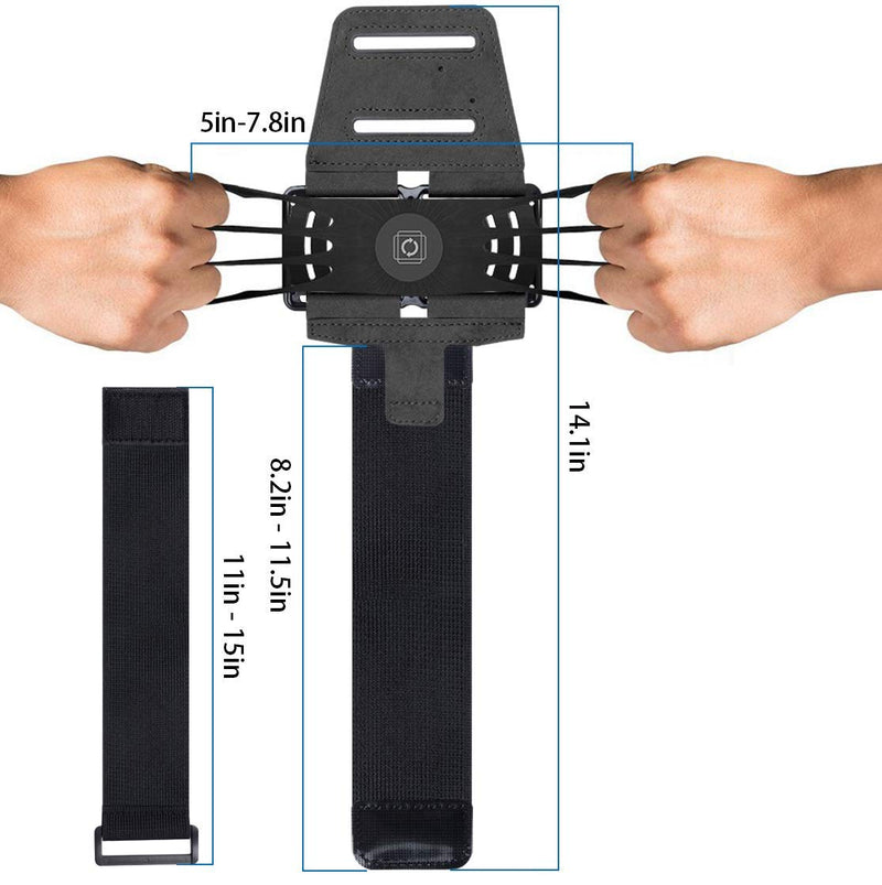  [AUSTRALIA] - 360° Rotatable Premium Sports Running Armband for All Phones: iPhone 13 Pro Max, 12, 11, X, XR, 8, Samsung Galaxy S21 S20 S10 S9 Edge, LG, HTC, Pixel; Universal Cellphone Holder + Free Extender Strap Black