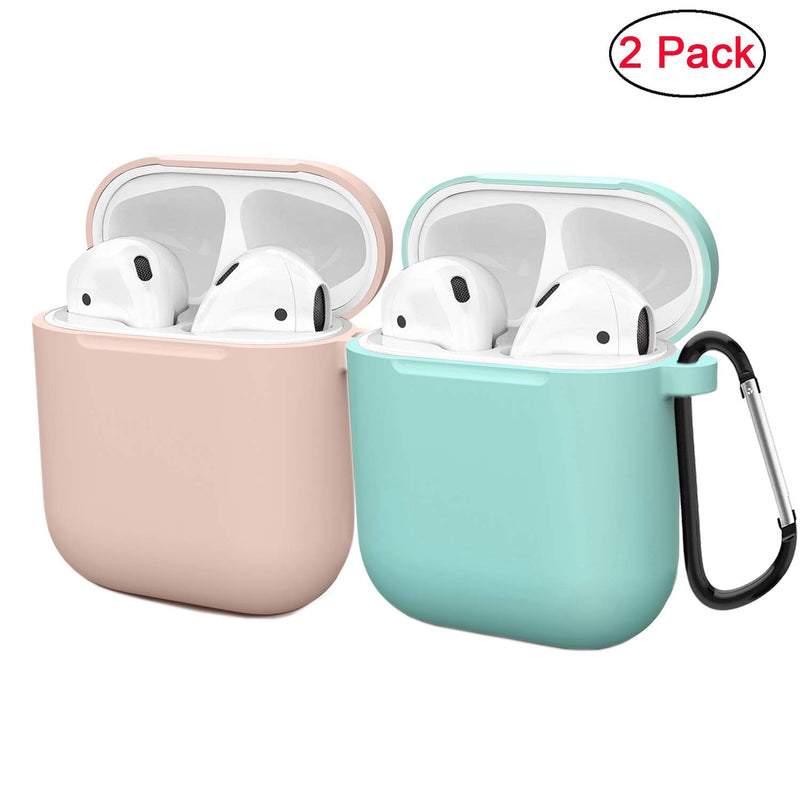 Compatible AirPods Case Cover Silicone Protective Skin for Apple Airpod Case 2&1 (2 Pack) (Pink-Turquoise) pink-turquoise - LeoForward Australia