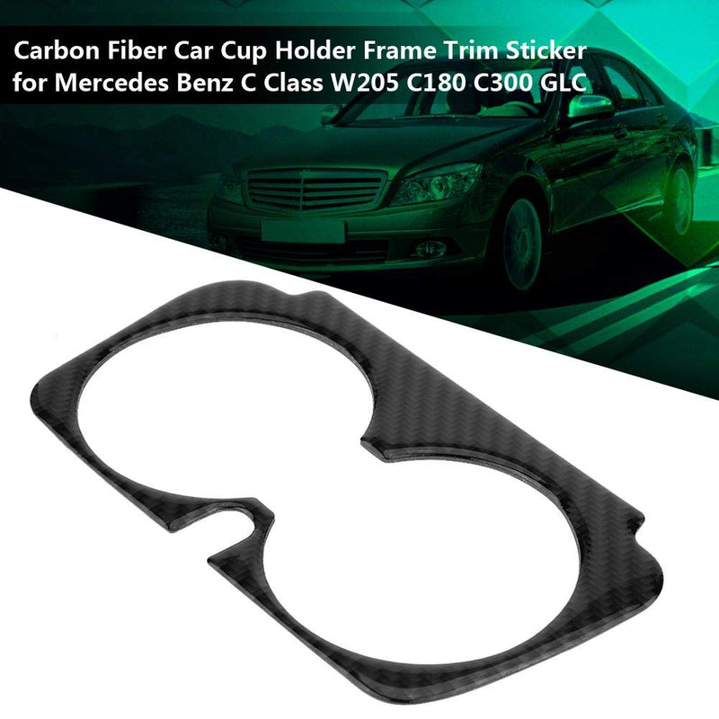 [AUSTRALIA] - Acouto Carbon Fiber Stylish Car Cup Holder Frame Trim Sticker for Mercedes Benz C Class W205 C180 C300 GLC(Classic Style) Classic Style