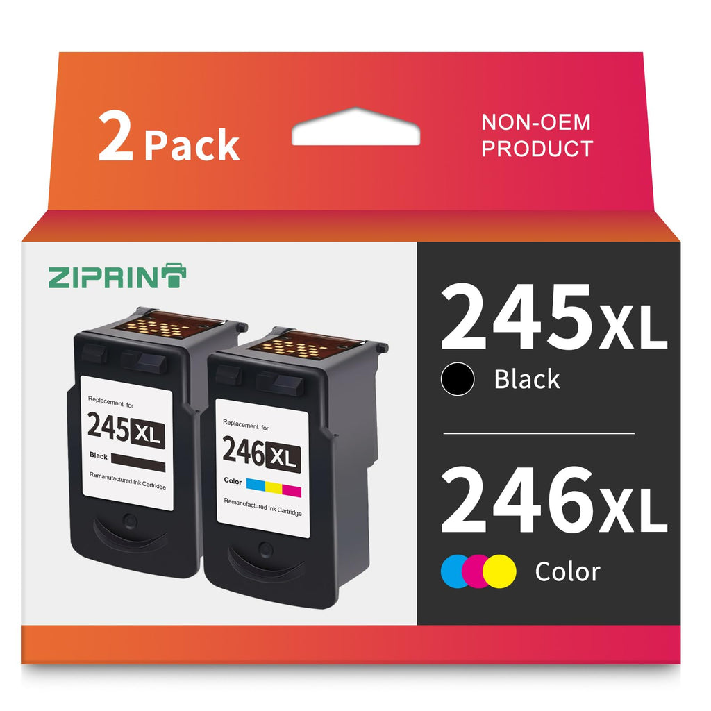  [AUSTRALIA] - ZIPRINT Remanufactured Ink Cartridge Replacement for Canon PG-245XL CL-246XL 245XL 246XL use for Pixma MG2522 MG3022 MG2520 MG2922 MX492 MX490 TR4520 TS3122 TS3120 Printer (Black, Tri-Color, 2-Pack)