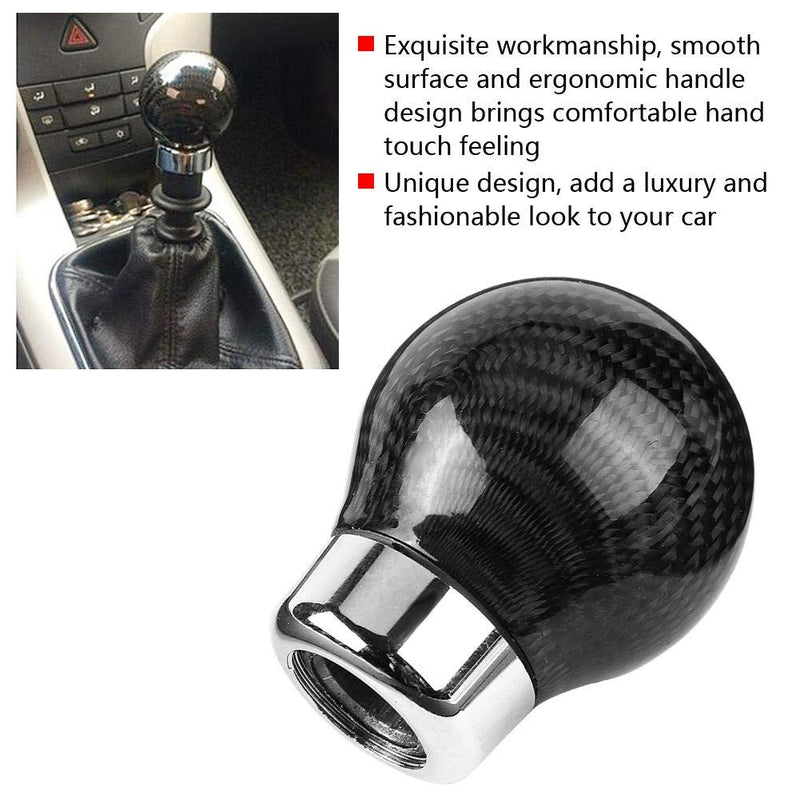  [AUSTRALIA] - Qiilu Universal Carbon Fiber Round Shift Knob Manual Stick Shift Knob Gear Stick Shift Head Replacement Kit