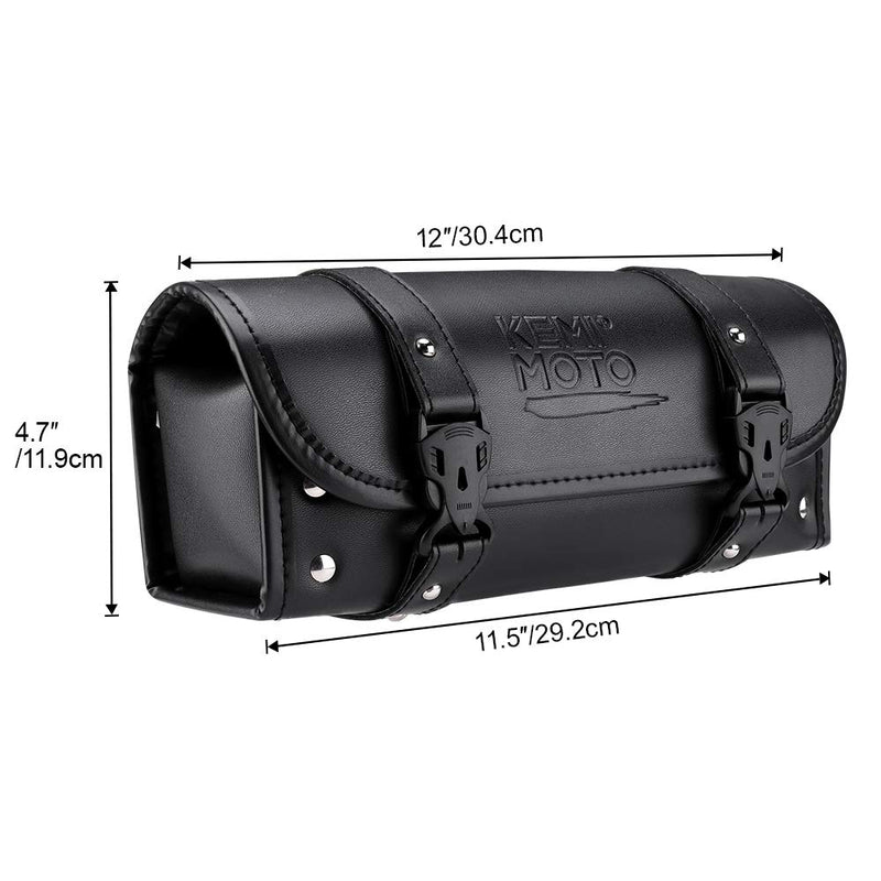 [AUSTRALIA] - Motorcycle Fork Bag, PU Leather Handlebar Tool Pouch Sissy Bar Roll Bag with 2 Straps