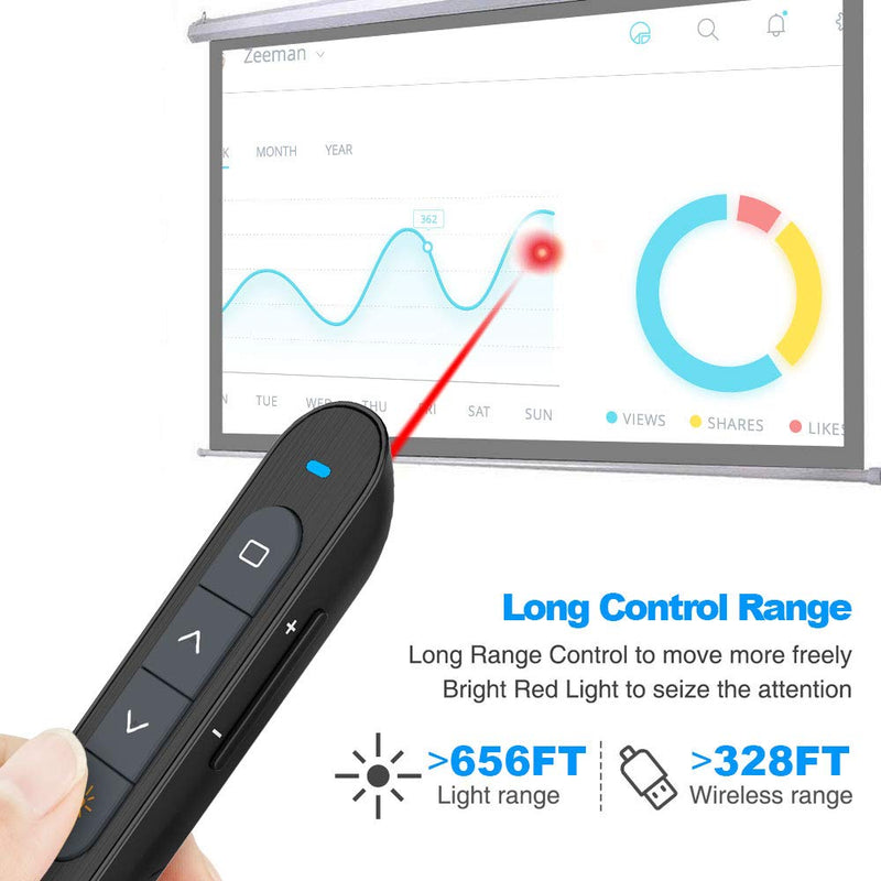  [AUSTRALIA] - NORWII N27 Wireless Presenter with Laser Pointer Presentation, 330 FT Long Contol Range Hyperlink Volume PPT PowerPoint Clicker for Presentation Remote Slide Advancer