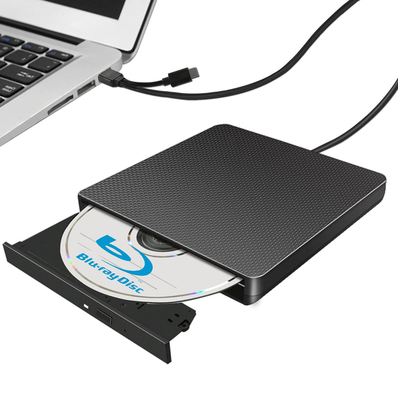  [AUSTRALIA] - External Blu ray Drive DVD/BD Player Read/Write Portable Blu-ray Drive USB 3.0 and Type-C DVD Burner 3D Blu RAL DriveCompatible with/Win7/Win8/Win10/ Mac OS Blu ray Burner High SpeedSilent Small