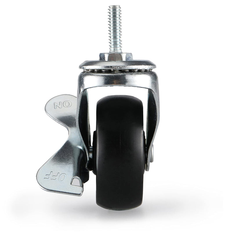  [AUSTRALIA] - Pusalxl 2 inch Shelves Caster Wheels for Wire Shelving Shelf, Stem Casters Set of 4 with Locking Brakes Fit 3/4" Post- Shelving Adapter for Wire Shelf,Stems 1/4" - 20 Casters for Wire Rack Shelf,Wheel 2" diameter