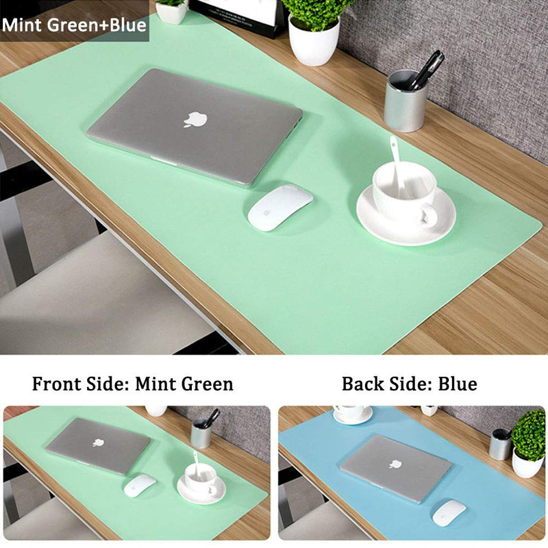 Desk Mouse Pad, 31.5x15.75 Inches Non-Slip PU Leather Desk Mouse Mat Waterproof Desk Pad Protector Large Gaming Writing Mat for Office Home Desks (Mint Green+Sky Blue) Mint Green and Sky Blue 31.5''x15.75'' - LeoForward Australia