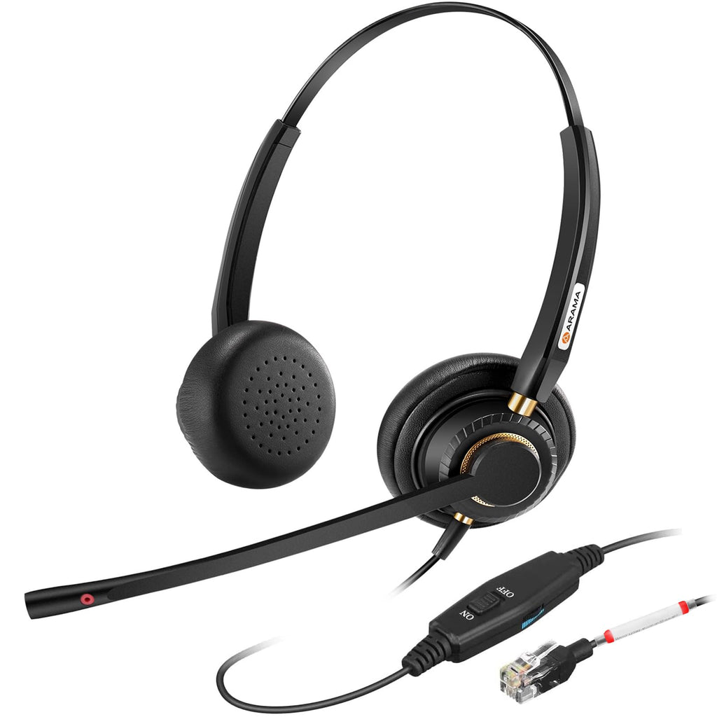  [AUSTRALIA] - Arama Cisco Phone Headset with Mic Noise Canceling Lightweight Secure-Fit Headband Telephone Headset Compatible with Cisco IP Phones: 7841 7861 7941 7942 7945 7961 7962 7965 8811 8841 8845(A802C1) Binaural A802C1