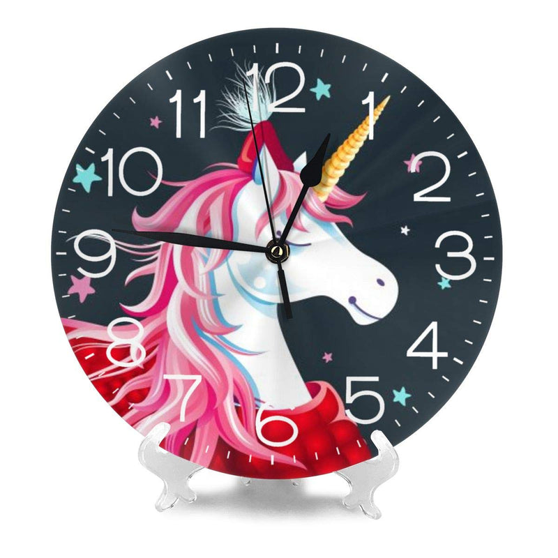  [AUSTRALIA] - N/W Christmas Unicorn Wall Clock 10"" Round,- Battery Operated Wall Clock Clocks for Home Decor Living Room Kitchen Bedroom Office