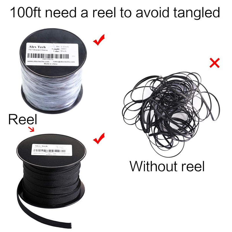 [AUSTRALIA] - 100ft - 1/4 inch PET Expandable Braided Sleeving – Black – Alex Tech braided cable sleeve 1/4"-100ft