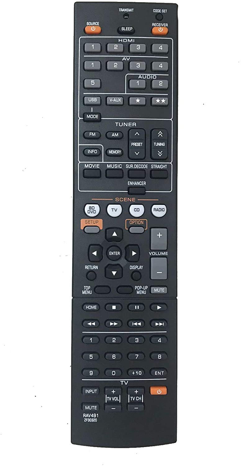 LR General Replacement Remote Control Fit for 491 RAV331 RAV434 RAV434-WW510600 HTR-3064 HTR-5064 HTR-6295 YHT-595 RX-A800 YHT-595BL for Yamaha AV Receivers - LeoForward Australia