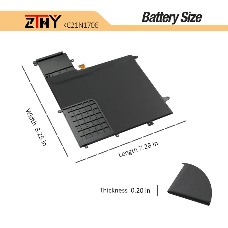  [AUSTRALIA] - ZTHY C21N1706 Laptop Battery Replacement for ASUS ZenBook Flip S UX370 UX370U UX370UA UX370UAF UX370UAR UX370F UX370UA-C4217T UX370UA-C4184T C4331T C4059 C4238T TC4131T C4372T 7.7V 39Wh 5070mAh