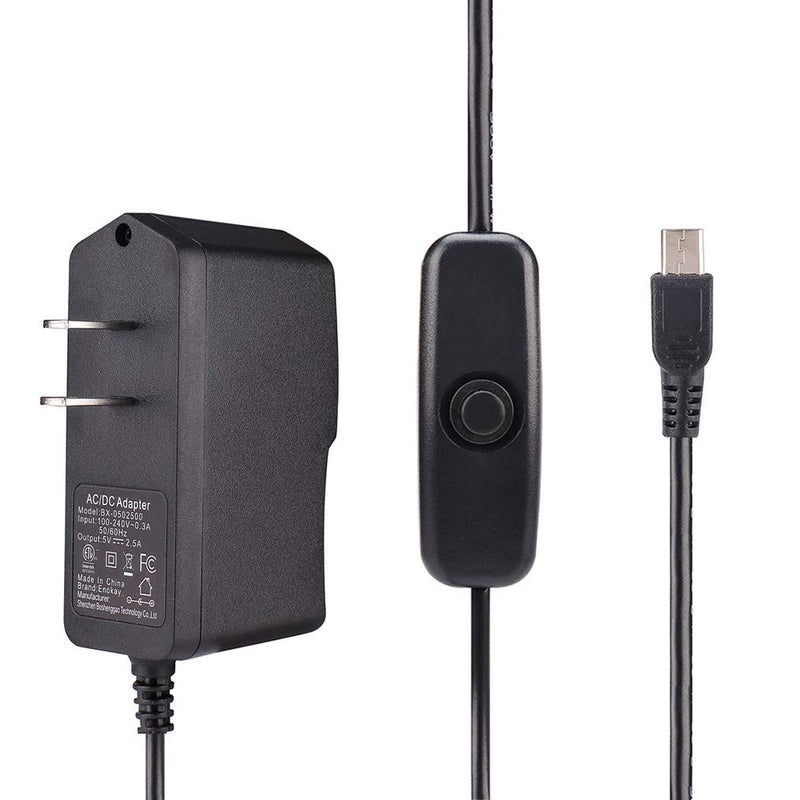  [AUSTRALIA] - Enokay Power Supply for Raspberry Pi 2 3 b b+ 5V 2.5A Micro USB Charger Adapter with On Off Switch
