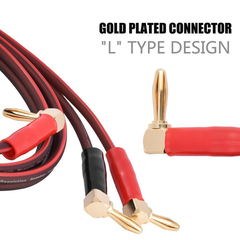 Zerone HI-FI Pure Copper Speaker Wire Right Angle L Type Banana Plugs Line Cable 3.2ft/5.9ft/9.8ft (Optional)(1 meter) 1 meter - LeoForward Australia