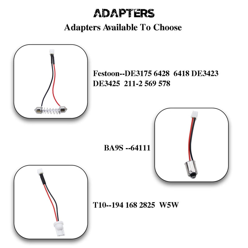  [AUSTRALIA] - LivTee Led Panel Lights with 194 168 2825 T10 W5W / DE3175 6428 / BA9S 64111/6418 DE3423 DE3425 / 211-2 569 578 Festoon Adapters Replacement for Car Interior Map Dome Reading Trunk Lights, Green