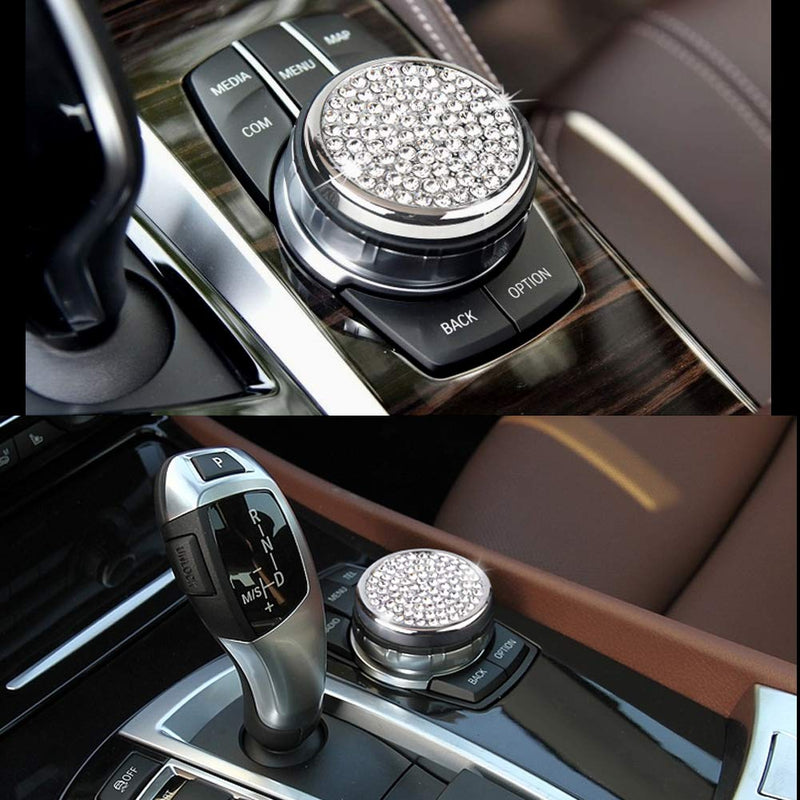 PGONE 1.6-inches Bling Crystal Interior Decorations Compatible iDrive Controller Caps Knob Covers for BMW Accessories Parts Multimedia Decal  3 5 7 Series X3 X5 F30 F10 G30 F01 G01 F15 AWD Women Knob decor: Silver-Small size - LeoForward Australia