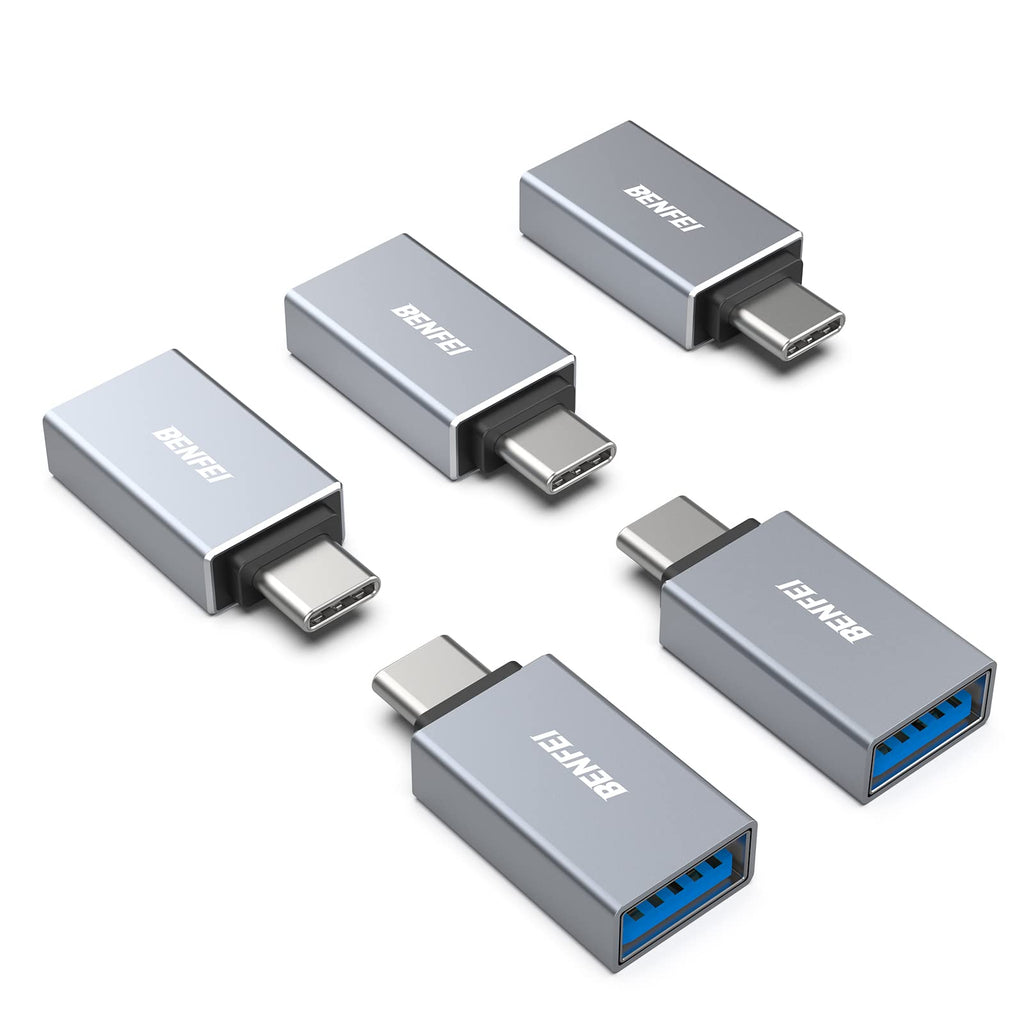  [AUSTRALIA] - BENFEI USB C to USB 3.0 Adapter, 5 Pack USB C to A Male to Female Adapter Compatible with MacBook 2018 2017 2016, Samsung Galaxy Note 8, Galaxy S8 S8+ S9, Google Pixel, Nexus, and More Gray