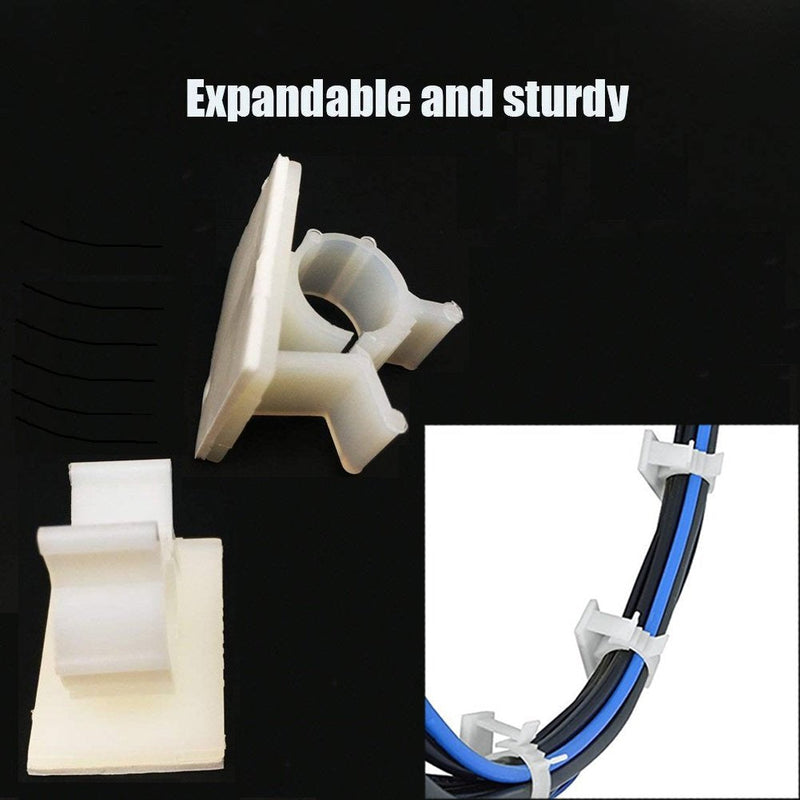  [AUSTRALIA] - 30 Pack Adjustable Cable Clips, 3M-Adhesive Nylon Cable Clamps Wire Clips, Desk Wall Cord for Wire and Cable Management