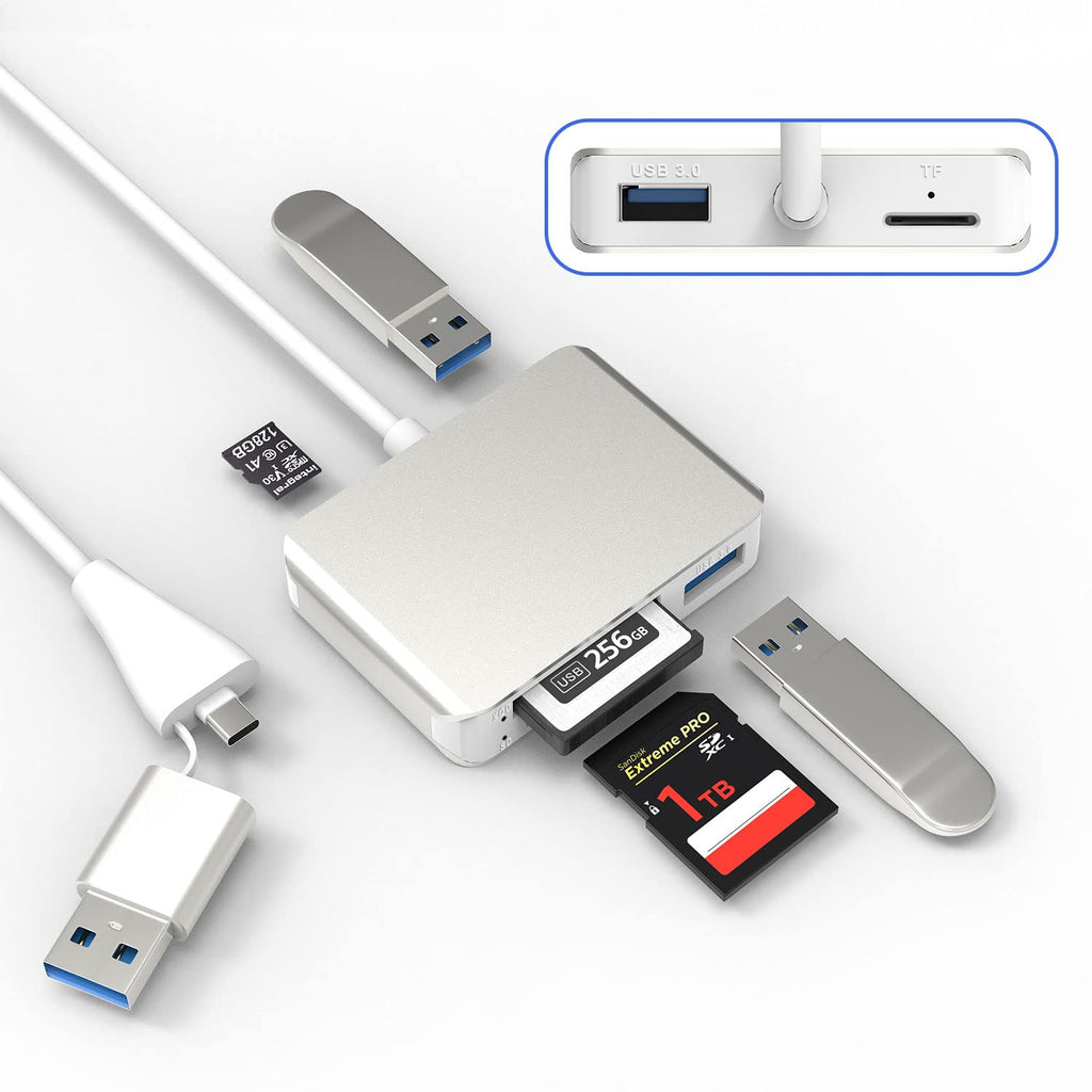  [AUSTRALIA] - XQD Card Reader, USB 3.0 / USB C to XQD/SD/TF Card Reader, 5 in 2 USB 3.0 Card Adapter Read 3 Cards for SD(HC/XC),TF, Sony G Series, Lexar USB Mark Card, Compatible for USB A/USB-C Laptop XQD Card Reader USB3.0+Type-C