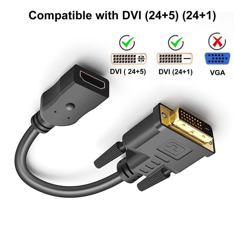  [AUSTRALIA] - HDMI to DVI Adapter, UV-CABLE Bidirectional Female HDMI to DVI-I (24+5) Male Cable Adapter Converter Connector 1080P for Computer, Monitor, TV Projector, Video Game and so on (1, Black) 1