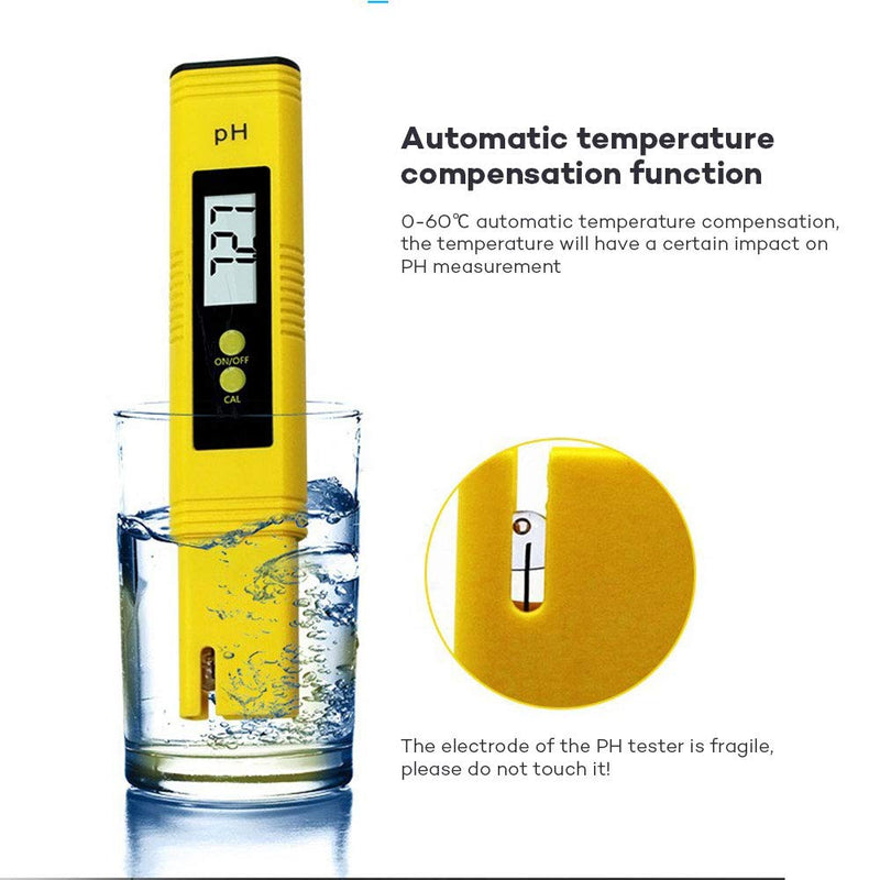  [AUSTRALIA] - KERTER Digital PH Meter Water Quality Tester Measurement for 0-14.0 PH Accuracy 0.01 with Quick Calibration Button for Aquariums, Swimming Pool - Yellow