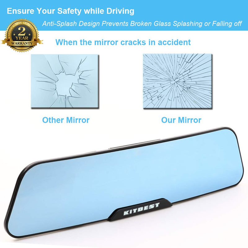 KITBEST Rear View Mirror, Anti Glare Rearview Mirror Interior Clip on Panoramic Car Convex Wide Angle Rear View Mirror to Reduce Blind Spot and Antiglare Effectively - LeoForward Australia