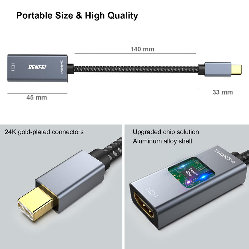  [AUSTRALIA] - Mini DisplayPort to HDMI, BENFEI 4K@60Hz Mini DP to HDMI Adapter (Thunderbolt Compatible) with MacBook Air/Pro, Surface Pro/Dock, Monitor, Projector