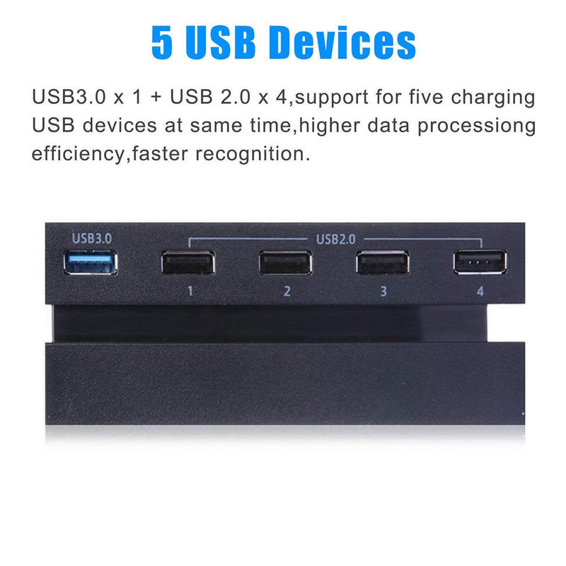 Linkstyle 5 Port HUB for PS4, USB 3.0 High Speed Charger Controller Splitter Expansion for Playstation 4 PS4 Console, Not for PS4 Slim, PS4 PRO - LeoForward Australia