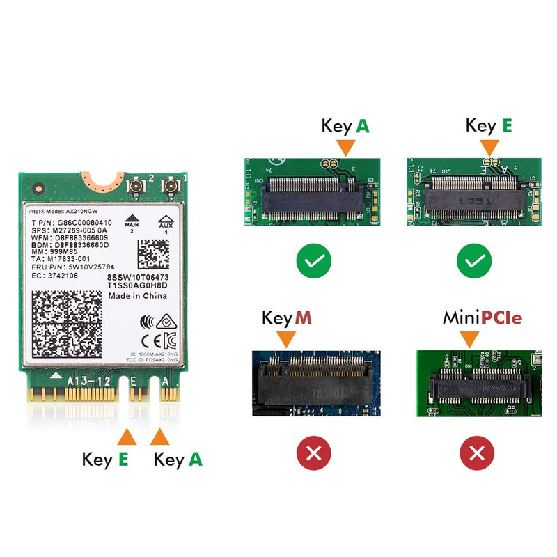  [AUSTRALIA] - FocusFoto AX210NGW Dual Band WiFi Card 6E Intel NGFF 802.11AX 3000Mbps 2.4Ghz/5Ghz Wi-Fi Card with Bluetooth 5.2 for Laptop PC