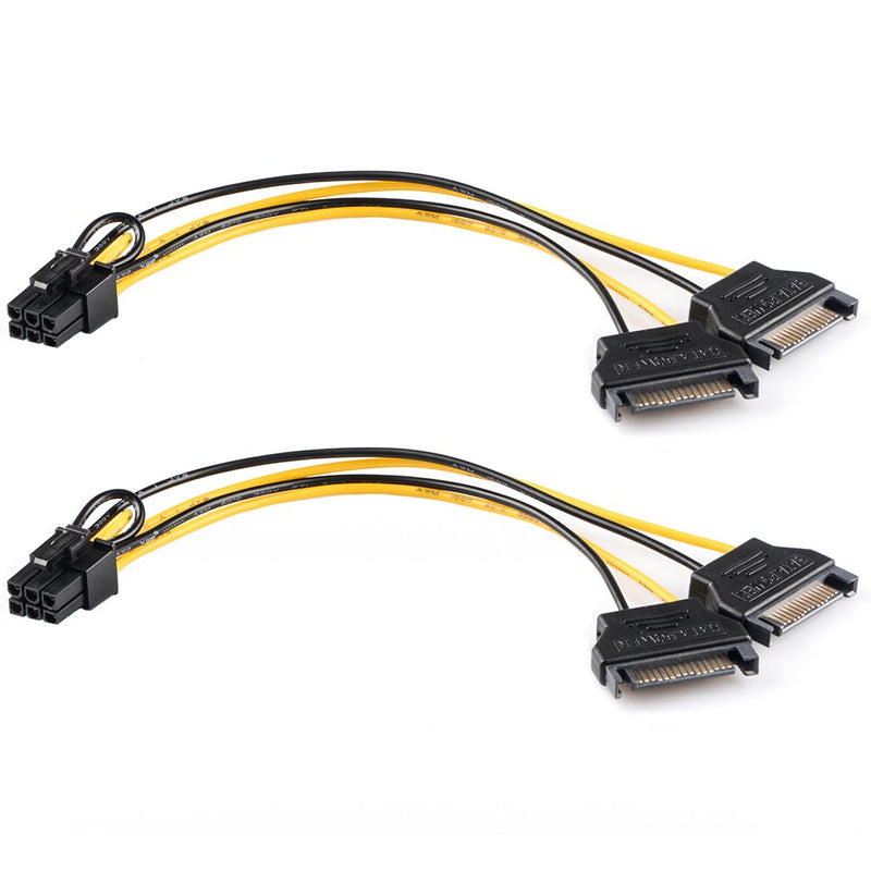 J&D 2X SATA Power 15 Pin to 6 Pin PCIe Express Graphics Video Card Power Cable Adapter (2 Pack), 8 Inch 2 Pack - LeoForward Australia