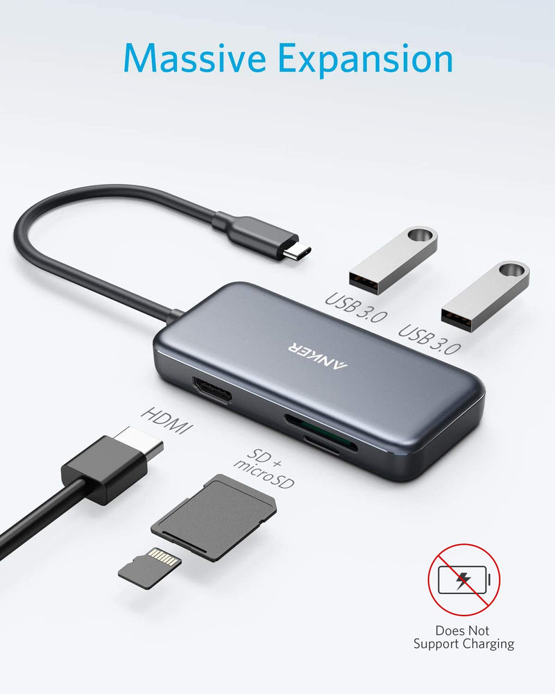  [AUSTRALIA] - Anker USB C Hub, 5-in-1 USB C Adapter, with 4K USB C to HDMI, SD and microSD Card Reader, 2 USB 3.0 Ports, for MacBook Pro 2020/2019/2018, iPad Pro 2020/2019, Pixelbook, XPS, and More