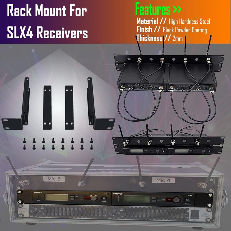  [AUSTRALIA] - Rhinos 1U Rack Mount Bracket Extra Strong Kit Fit for Shure SLX4 2-Mic System Receivers Assembly for 2 Receivers