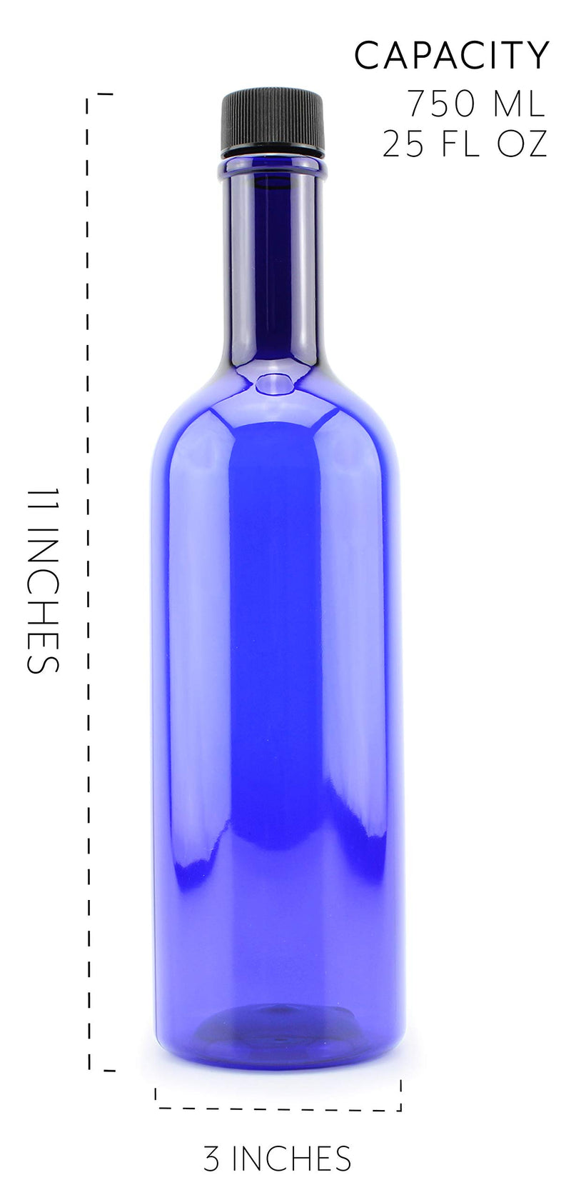  [AUSTRALIA] - Cornucopia Plastic Wine Bottles (10-Pack, Blue); Empty Bordeaux-Style Wine Bottles with Screw Caps and Seals 10