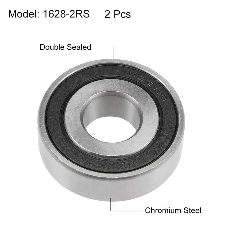  [AUSTRALIA] - uxcell 1628-2RS Deep Groove Ball Bearings Z2 5/8 X 1-5/8 X 1/2inch Double Sealed Chrome Steel 2 Pcs 5/8"x1-5/8"x1/2"