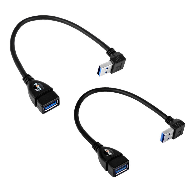  [AUSTRALIA] - UCEC USB 3.0 Extension Data Cable - Up & Down Angle - Type A Male to Female - Pack of 2 (Black) Black-Up & Down Angle