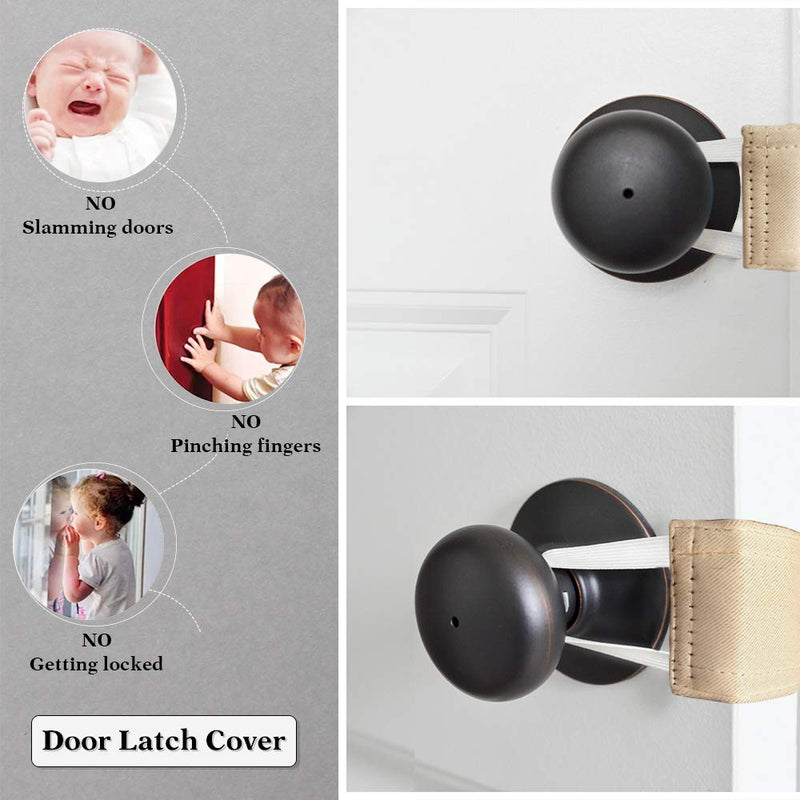  [AUSTRALIA] - Nursery Door Latch Cover Silencer - Door Closer Jammer Cushion for Baby Good Sleep Ready Made Universal Door Knob Latch Silence Cover for Quiet, W 4 x L 2 inches, Pack-3, Biscotti Beige 4x2 inches