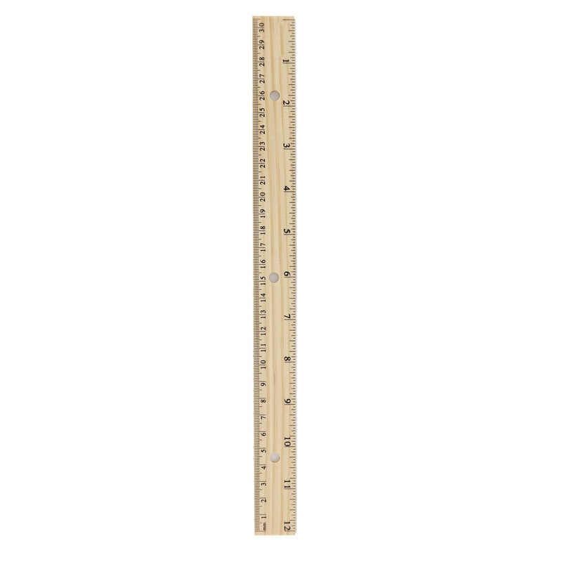  [AUSTRALIA] - Emraw 12” (30 cm) Wooden Rulers with Single Metal Edge, 1/16” and Metric Scale Measurements- Great for School, Home, & Office (2 Pack)