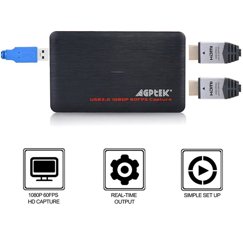  [AUSTRALIA] - USB 3.0 HDMI Game Capture Card HD Video 1080P 60FPS, Live Streaming Game Recorder Device for PS4, Xbox One and Wii U etc, Compatible with Windows Linux Os X System