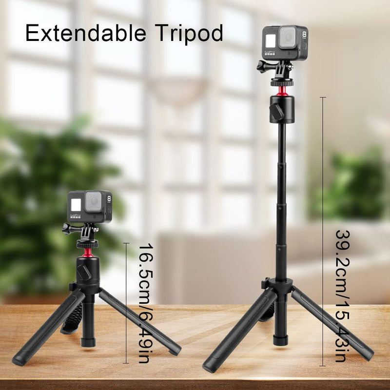  [AUSTRALIA] - Taisioner Medium Selfie Stick Desk Tripod Handle Grip Mount Three in One for GoPro AKASO DJI Action Camera and Smart Phone Vlog/POV Accessories